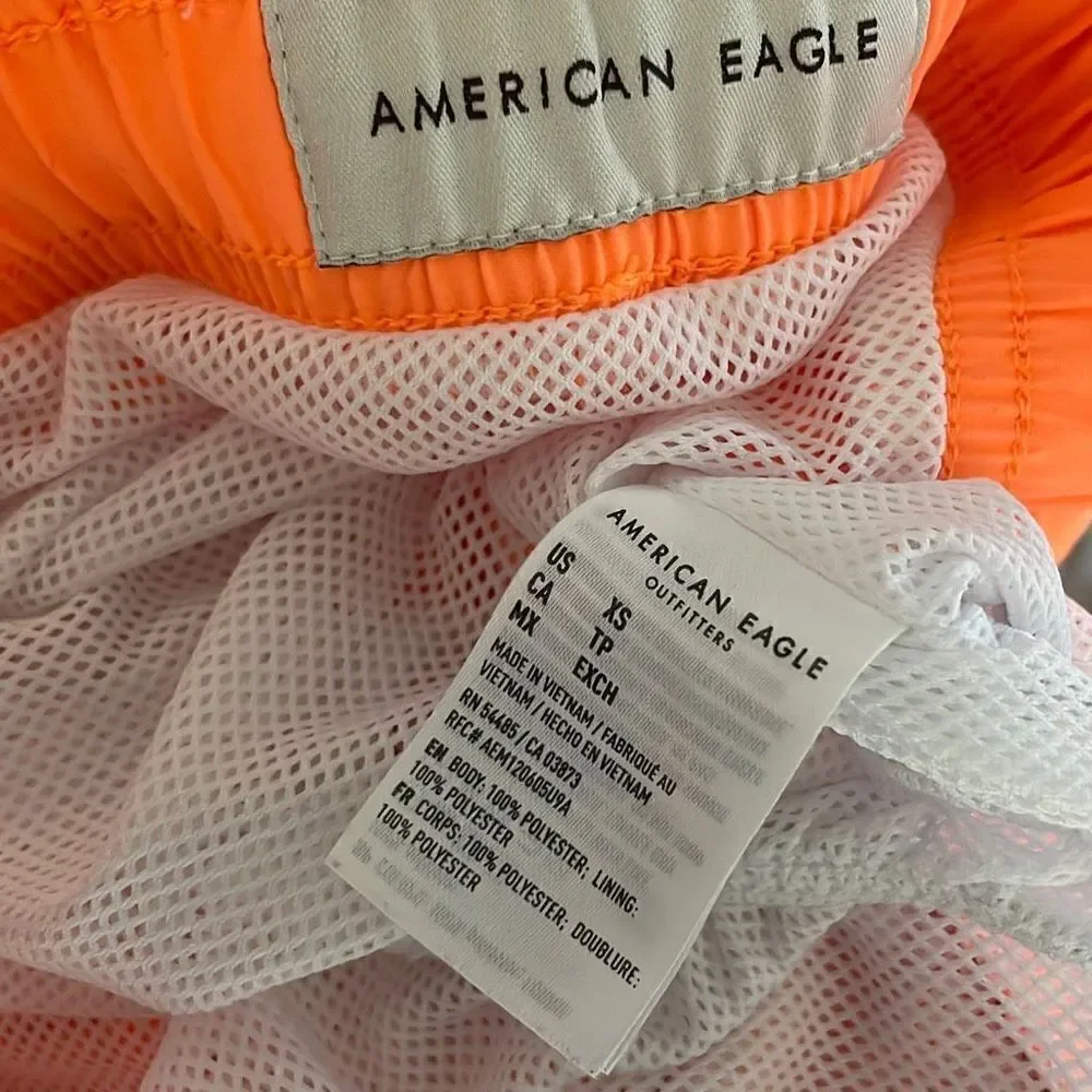 American Eagle Outfitters Men’s Bright Tangerine Orange Swim Trunks Board Shorts